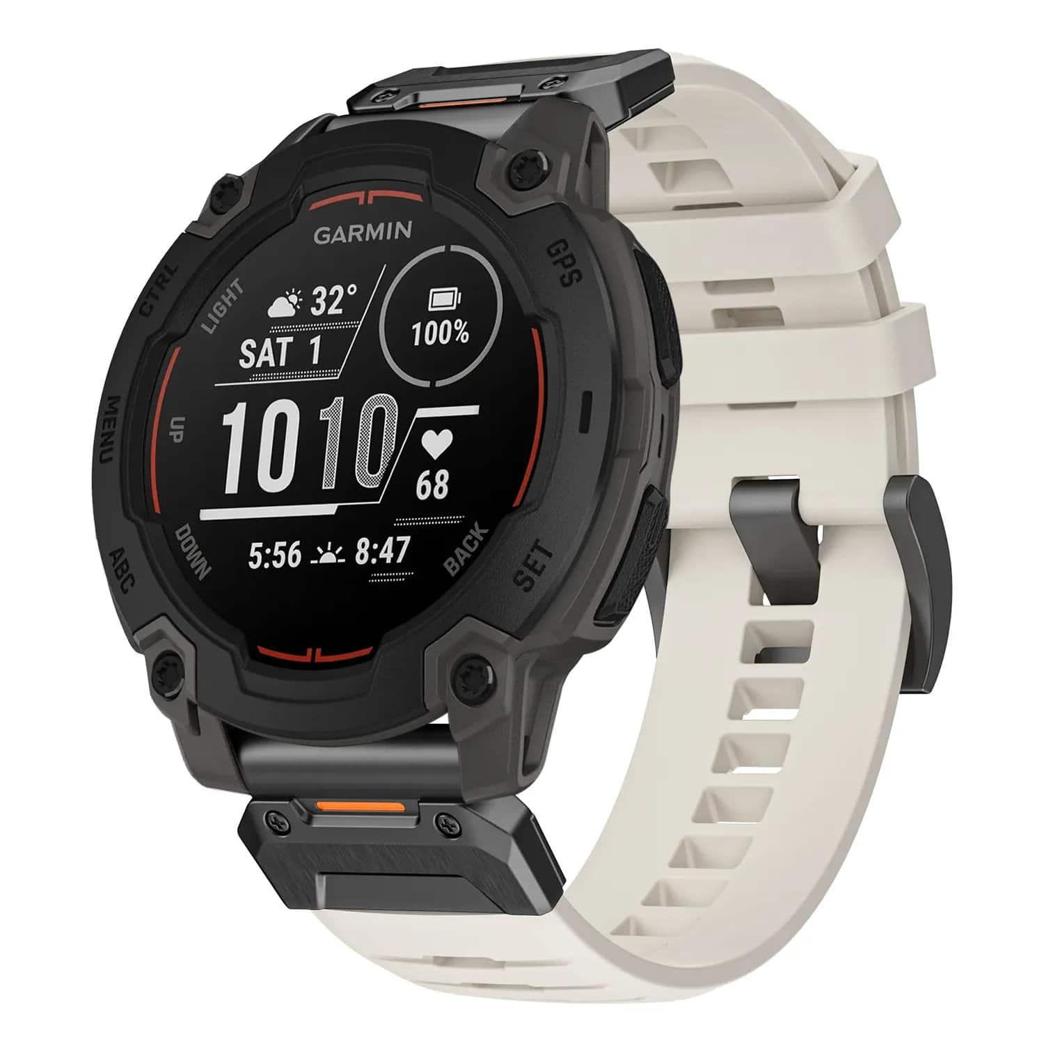 StrapsCo - Elite FKM Strap QuickFit 22 Watch Band For Garmin Instinct E – 45mm - Arctic