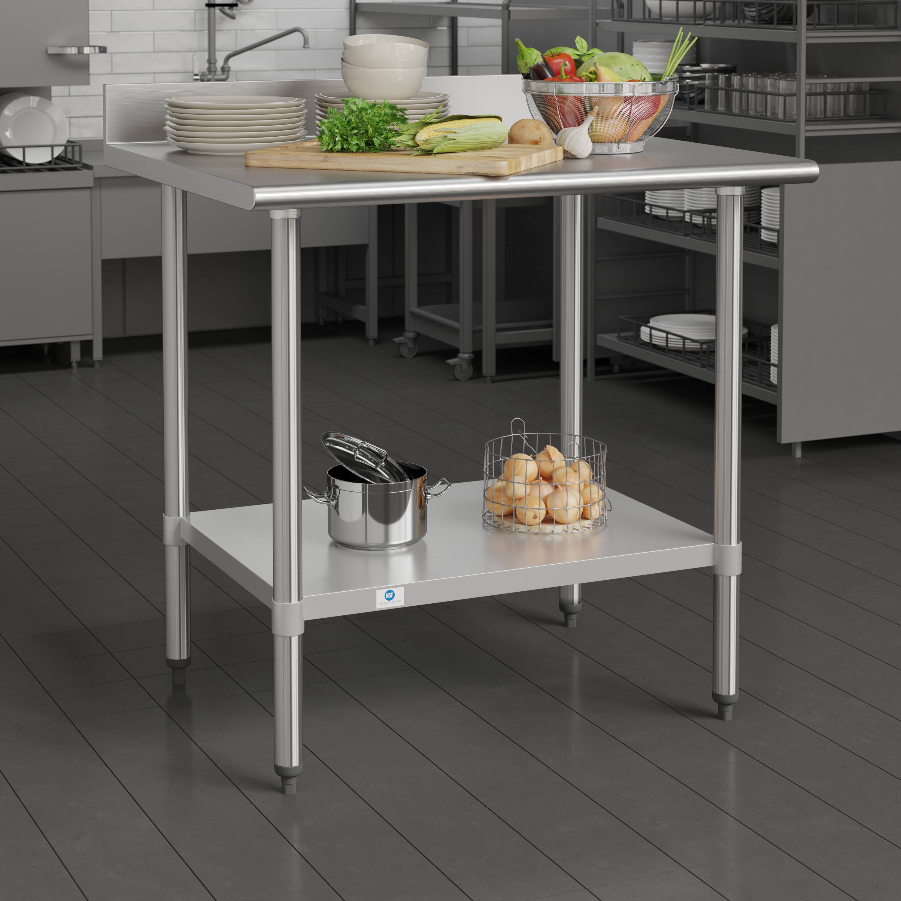 Alt View 1. Flash Furniture - Reese Commercial Grade 430 Stainless Steel 18 Gauge NSF Certified 30" x 36" Kitchen Prep and Work Table with Adjustable - Gray.