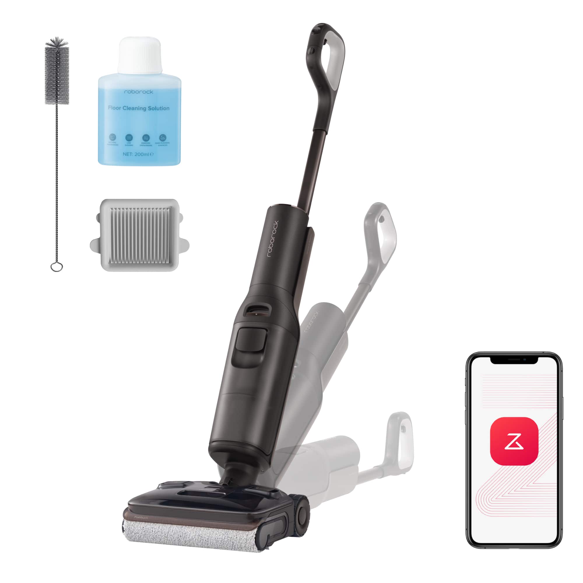 Roborock - F25 Pro Turbo Wet Dry Vacuum Cleaner,hyperscrub one-tap deep scrubbing technology,tangle free and streak free - Brown