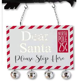 K&K Interiors - Red and Dear Santa LED Postcard Cutout Arrow Replacement Sign 13 inch - Arrow Sold Separately - White