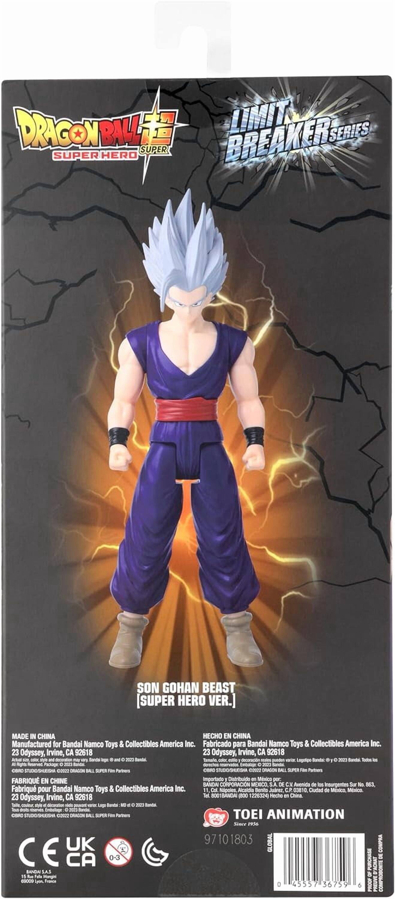 DRAGON BALL Z SUPER HEROES  
LIMIT BREAKER SERIES  
SON GOHAN BEAST SUPER HERO VER.  

MADE IN CHINA  
HECHO EN CHINA  
Fabricado para Bandai Namco Toys & Collectibles America Inc.  
23 Odyssey, Irvine, CA 92618  

Alkal - -R Wyl and -ecoration - 1 Sandal lage ane 2023  
Bandal Tamaia - - decorace - puen - Lngolipe Bandac 2023  
Bandal Todos - -gts Reserved Package 2023 derechos ret_raos Sebatoe ms Iandal aRo SNDIG/SHUEISHA 2823  
DRAGN BALL SUPER Fim Partners CBRO IDOSHSHA 2022  
DRAGION BALL SPER Fite Parners  

FABRIQU EN CHINE  
Importado Distribuido México por: BANDAI CORPORACIÓN MEXICO S.A DE CV  
Avenida los Insurgentes Sur No. 863  
Col. Napoles Alcaldía Benito Juárez, C.P 03810 Ciudad de México  

TO