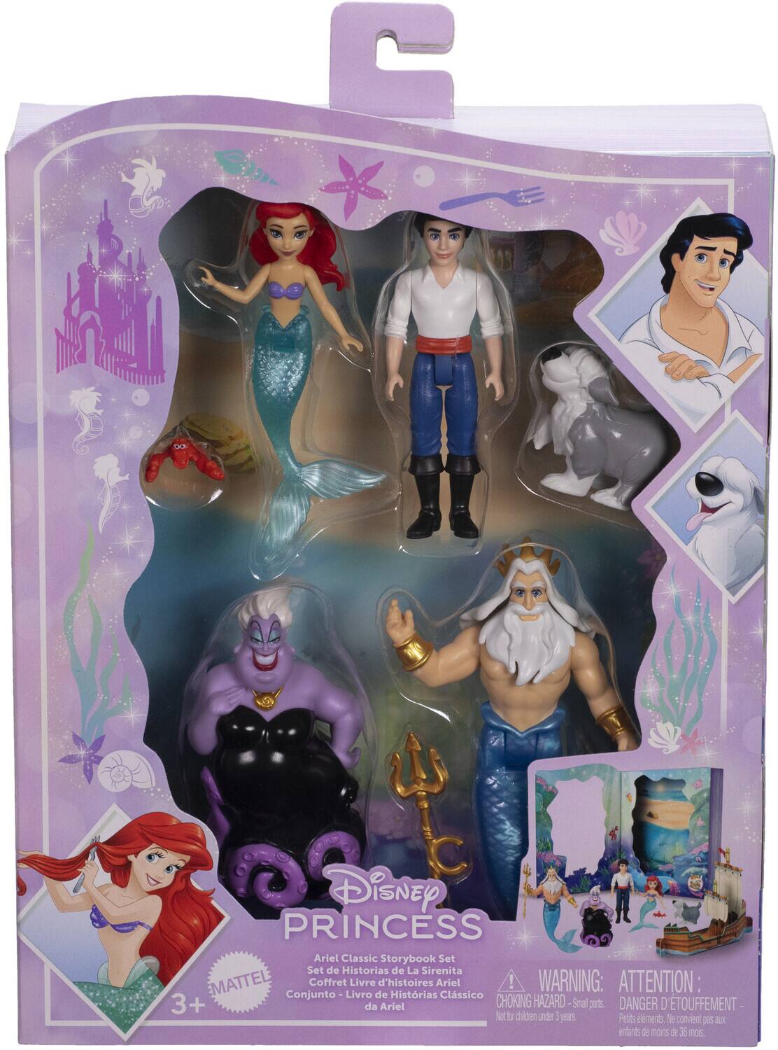 Disney Princess  
Ariel Classic Storybook Set  
Set de Historias de La Sirenita  
Coffret Livre d'histoires Ariel  
Conjunto - Livro Livro de Histórias Clássico 3+ da Ariel  

WARNING: ATTENTION:  
CHOKING HAZARD - Small parts  
DANGER D'ÉTOUFFEMENT - Petits éléments  
Not for children under 3 years  
Ne convient pas aux enfants de moins de 36 mois  

3+  
MATTEL