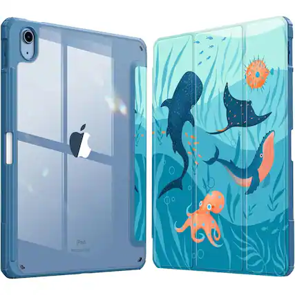 Front. Kitcheniva - Protective Clear Case For iPad (A16) 11th 11” 2025/iPad 10th 2022 Shockproof Cover 10.9” Blue - Blue Ocean.
