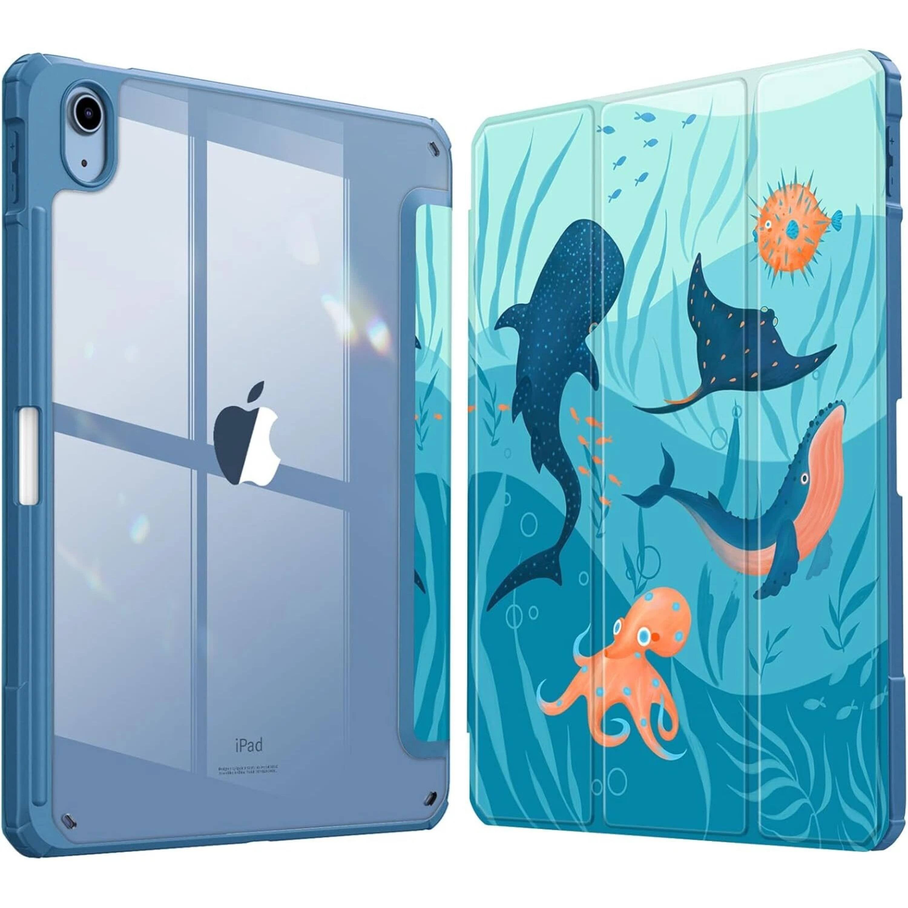 Kitcheniva - Protective Clear Case For iPad (A16) 11th 11” 2025/iPad 10th 2022 Shockproof Cover 10.9” Blue - Blue Ocean