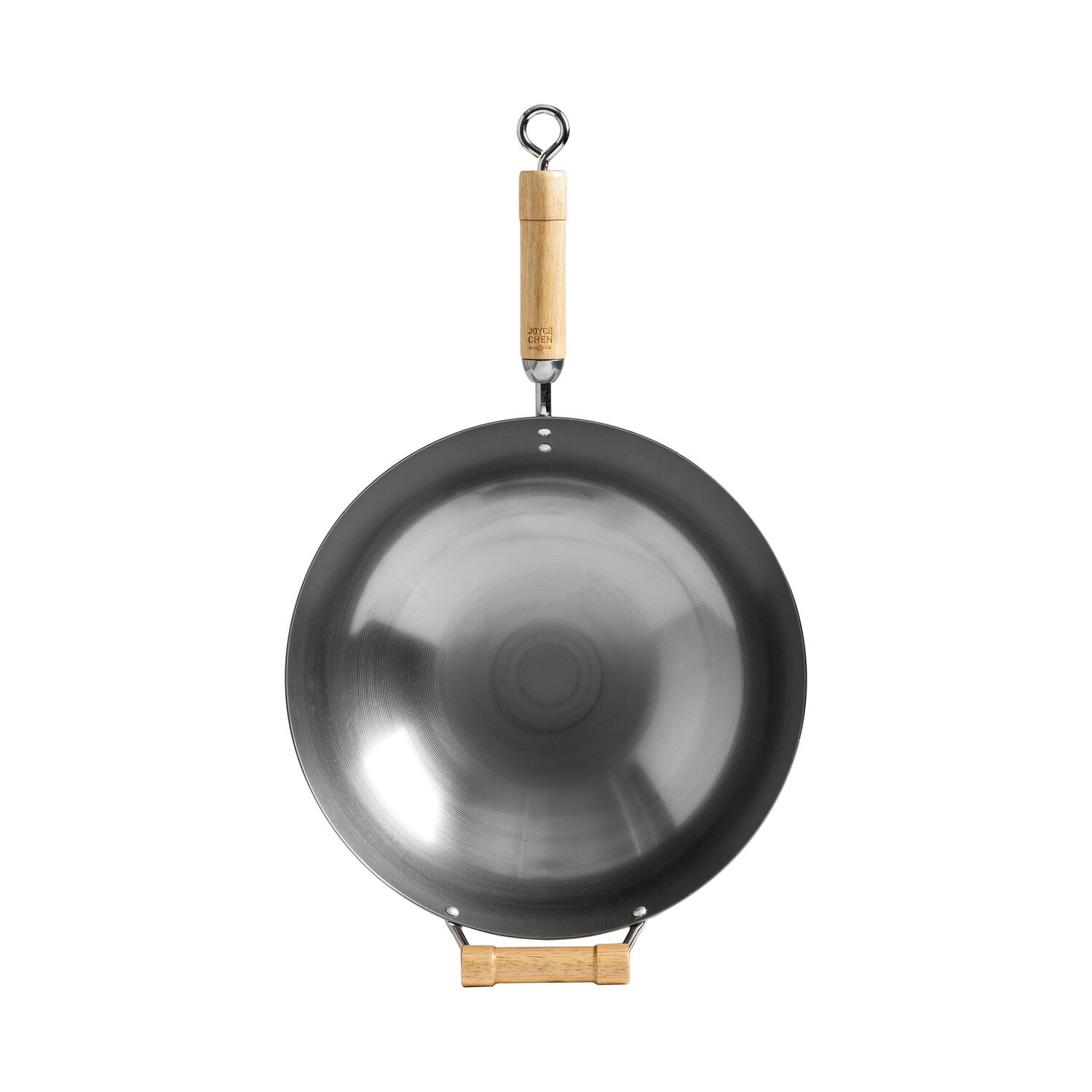 Alt View 5. Escali - Joyce Chen Classic Series 14-Inch Round Bottom Carbon Steel Wok with Birch Handles - Silver.