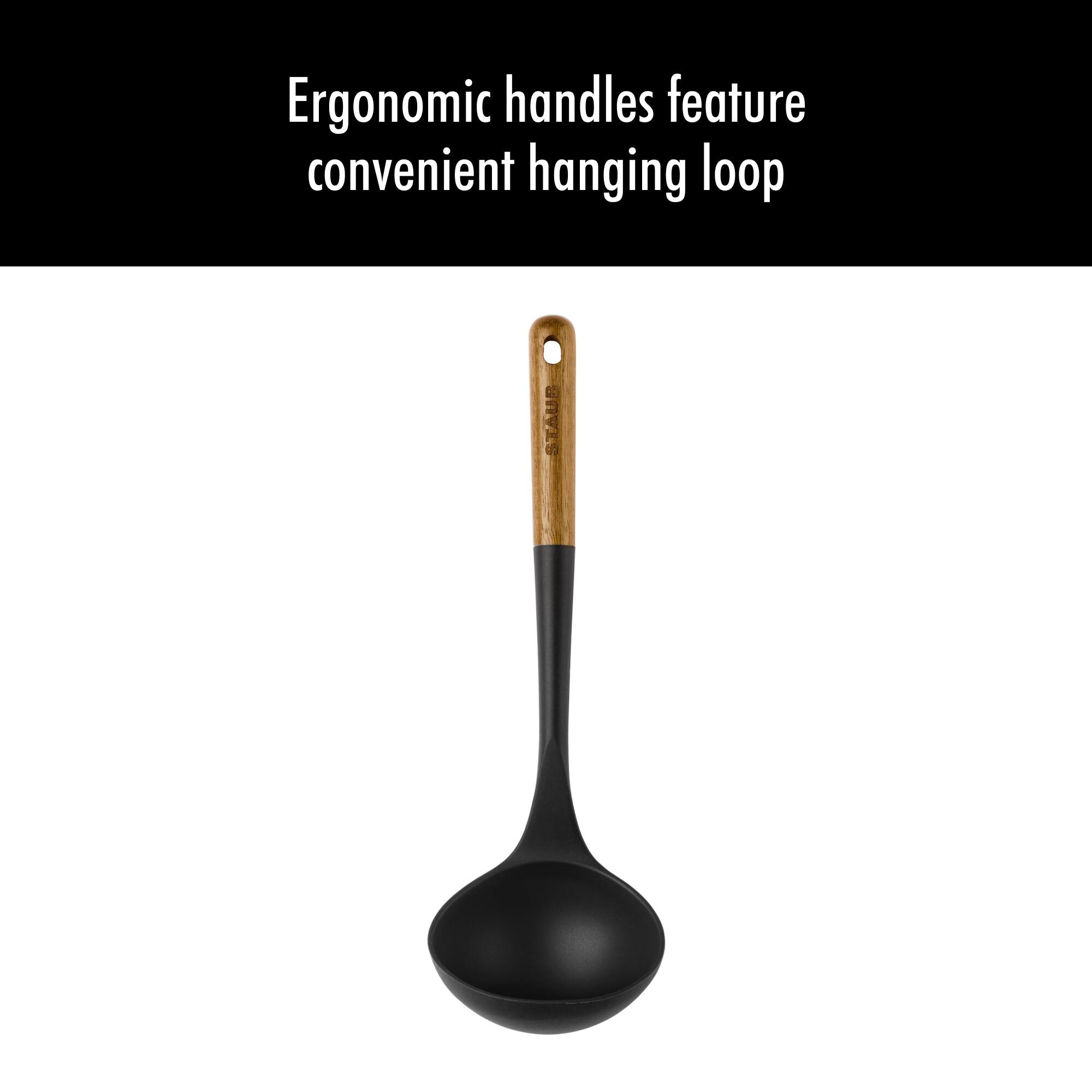 Ergonomic handles feature convenient hanging loop
