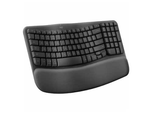 Logitech - Wave Keys Wireless Ergonomic Keyboard with Palm Rest, Bluetooth, Logi Bolt, Multi-OS - Graphite