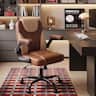 Pinmoco - Ergonomic PU Leather Office Chair, Executive Computer Desk Chair - Brown TD