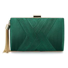 Unique Bargains - Satin Evening Bag Clutch Purse for Women, Chain Tassel Wedding Handbag Compact Formal Clutch for Party Bride - Green