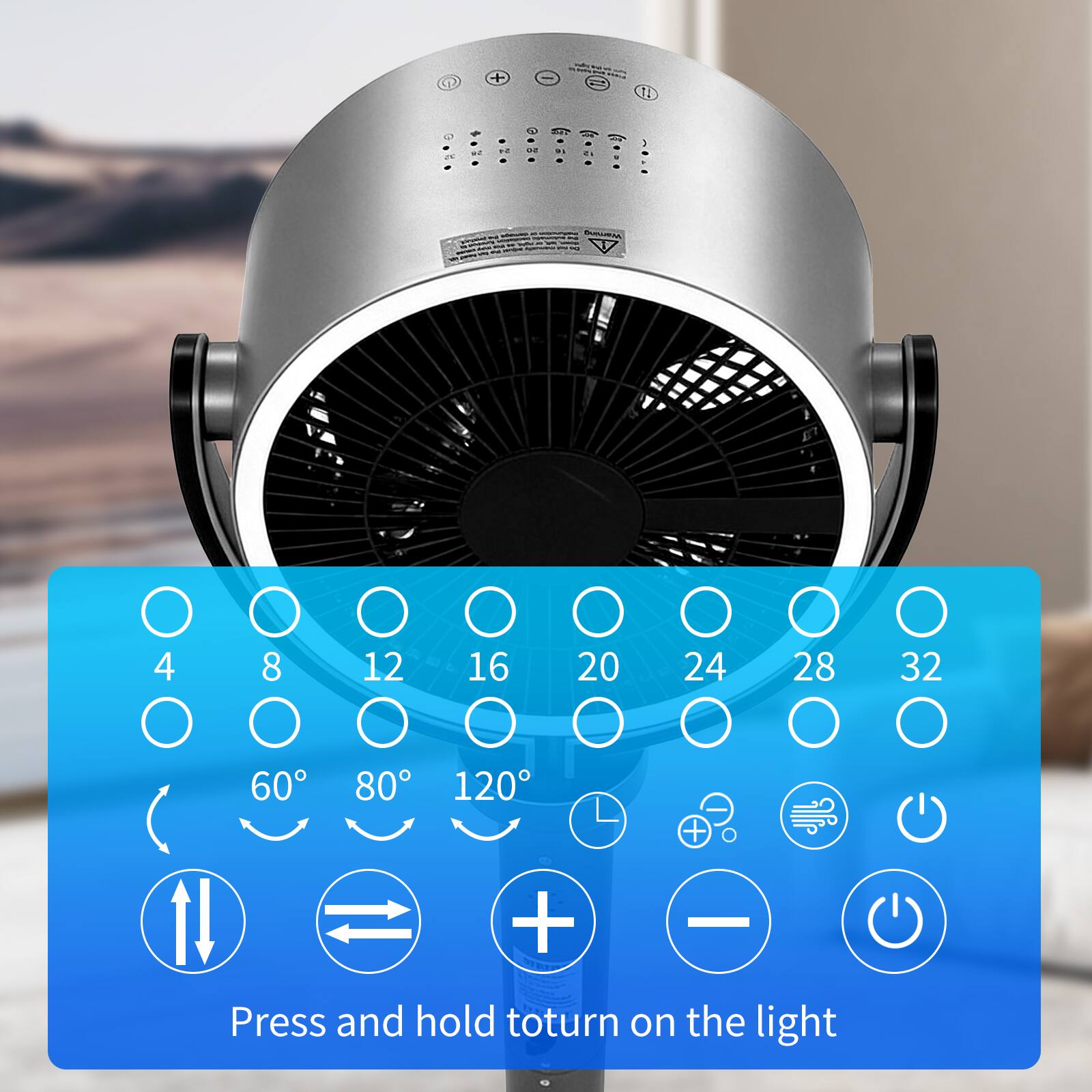+ 1::88TT: 4 8 12 16 20 24 28 32 60 80 120 + +  Press and hold to turn on the light