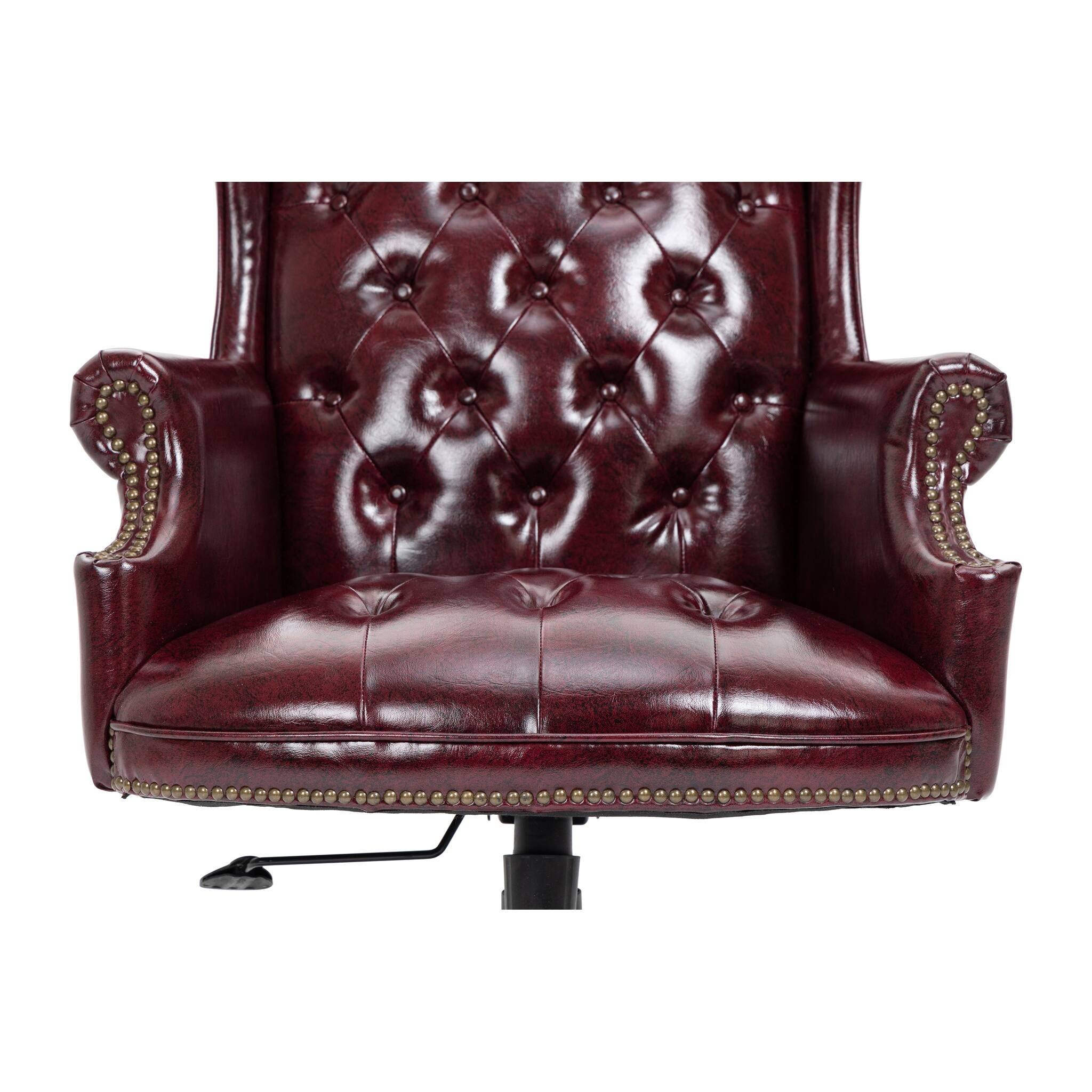 Alt View 5. Forest'nSky - Burgundy Executive Office Chair with Smooth Glide Caster Wheels - Burgundy.