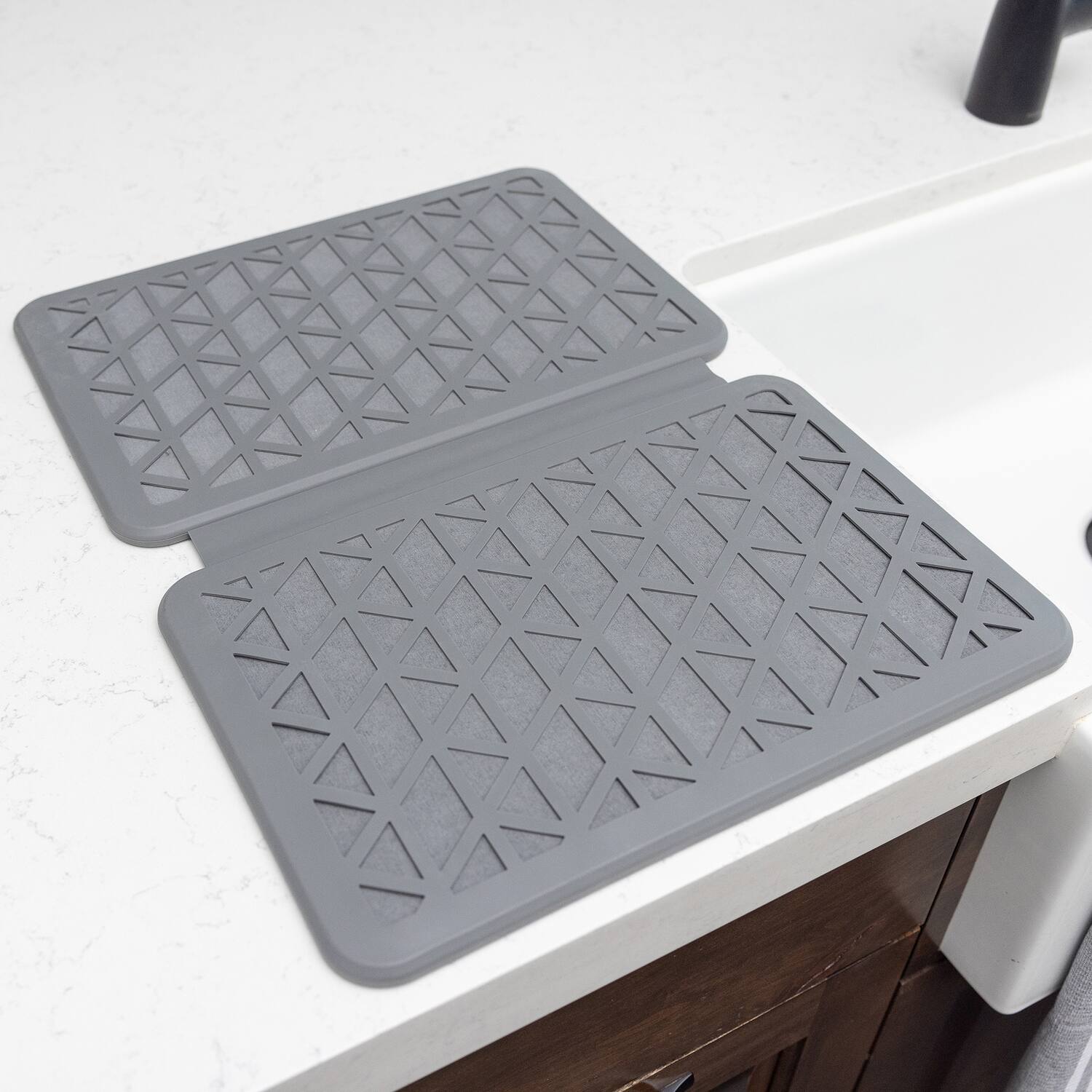 Alt View 3. Better Houseware - Better Houseware 3417 The Magic Dishmat Ii Stone And Silicone Quick-dry Mat - gray.