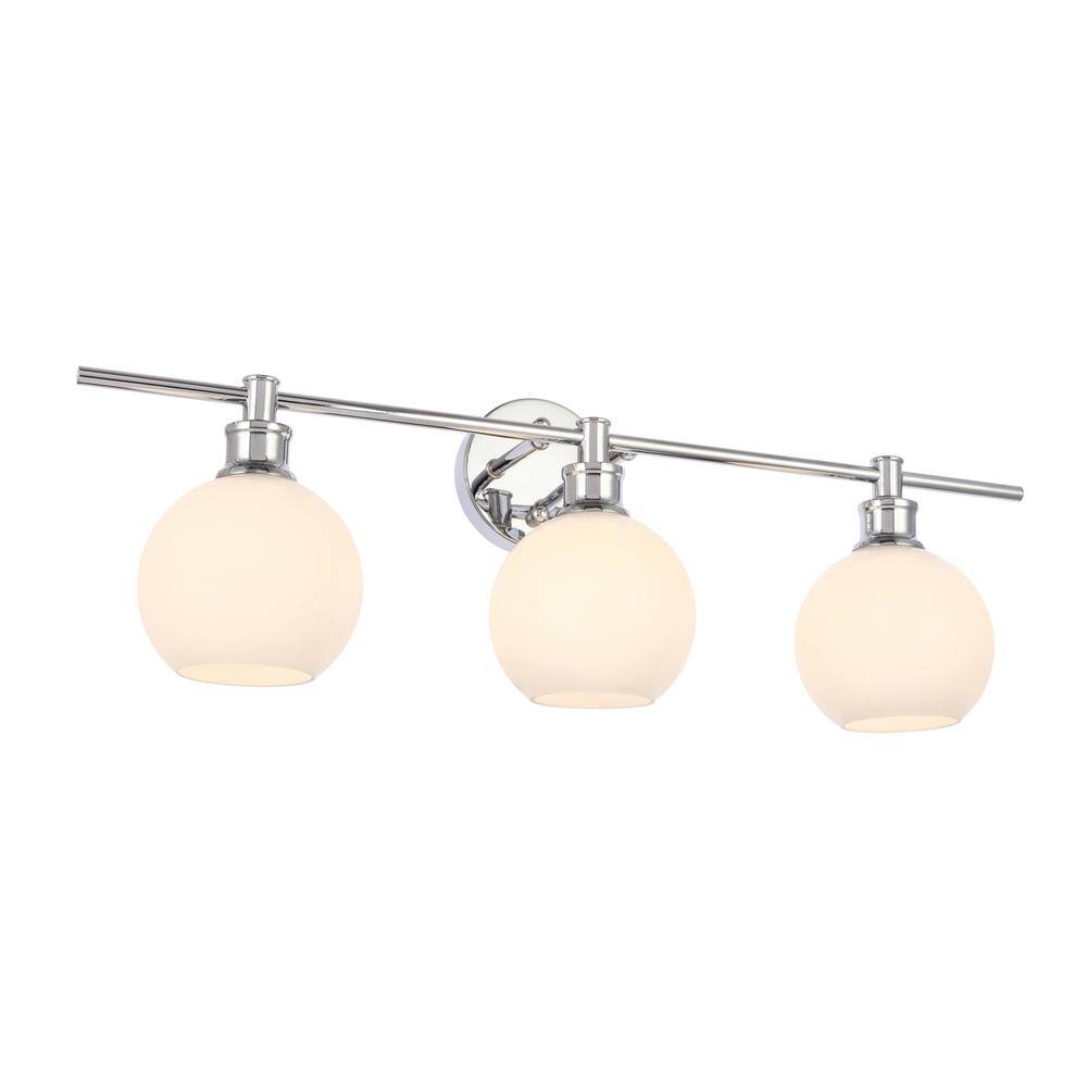 Back. Living District - Collier 3 light Chrome and Frosted white glass Wall sconce - Chrome And Frosted White Glass.