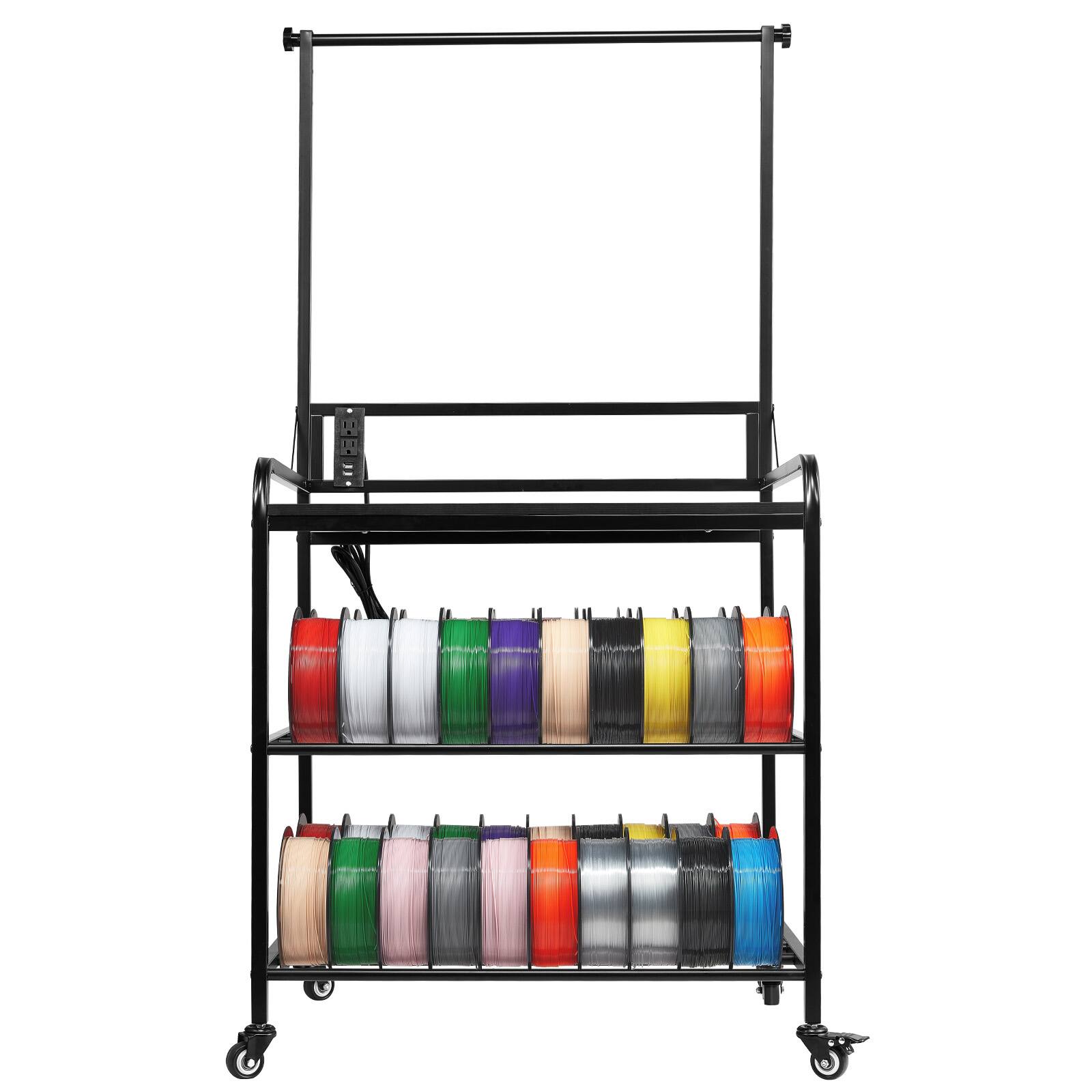Alt View 5. VEVOR - 3D Printer Filament Storage Rack, 3-Tier 3D Printer Stand with Filament Storage, Spools Holder Racks Cart (Shelf Only) - Black.