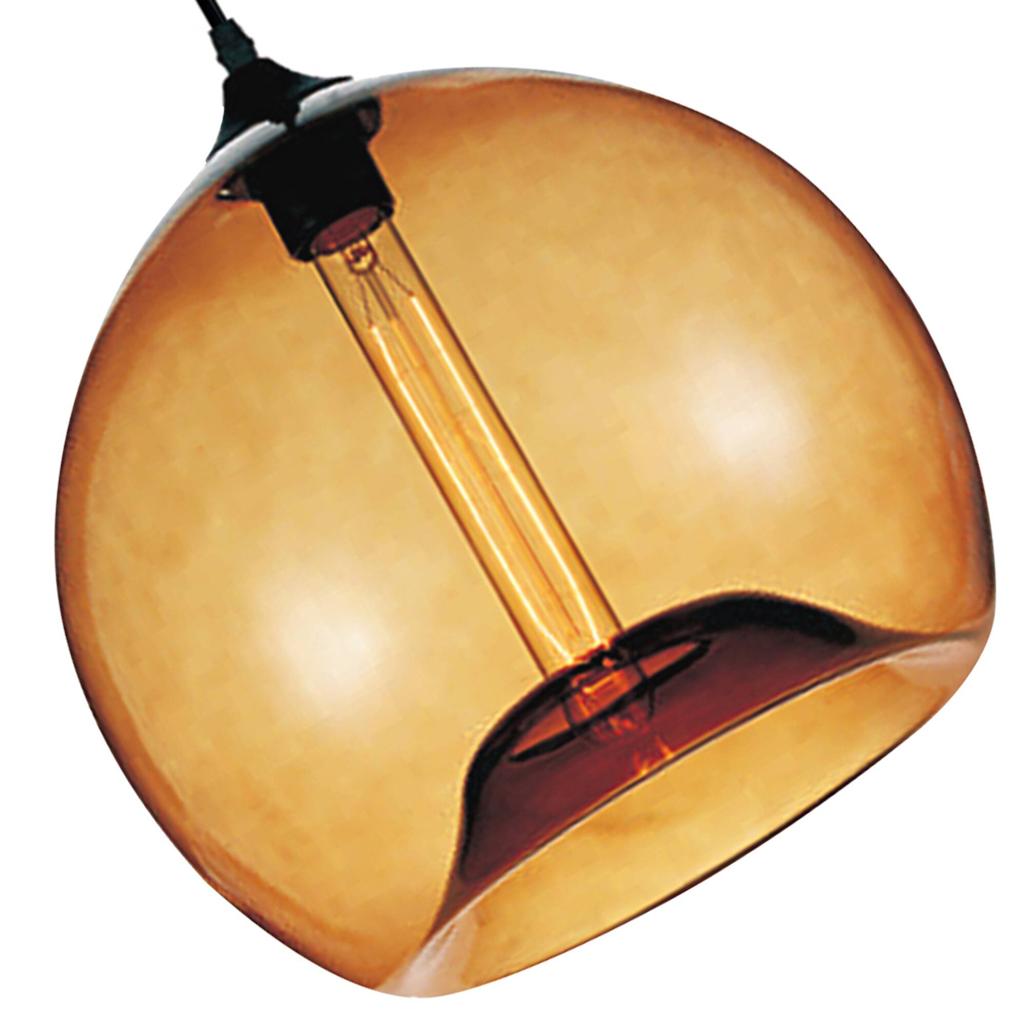 Left. CWI Lighting - Glass 1 Light Down Mini Pendant With Amber Finish - Black.