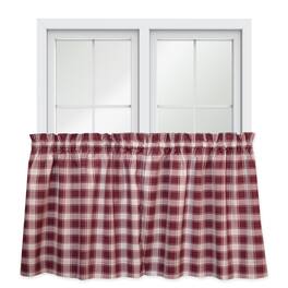 Ellis Curtain - ELLIS 50% Polyester 50% Cotton Country Check Tailored With 1.5" Rod Pocket Tiers 56" x 24" - Brick