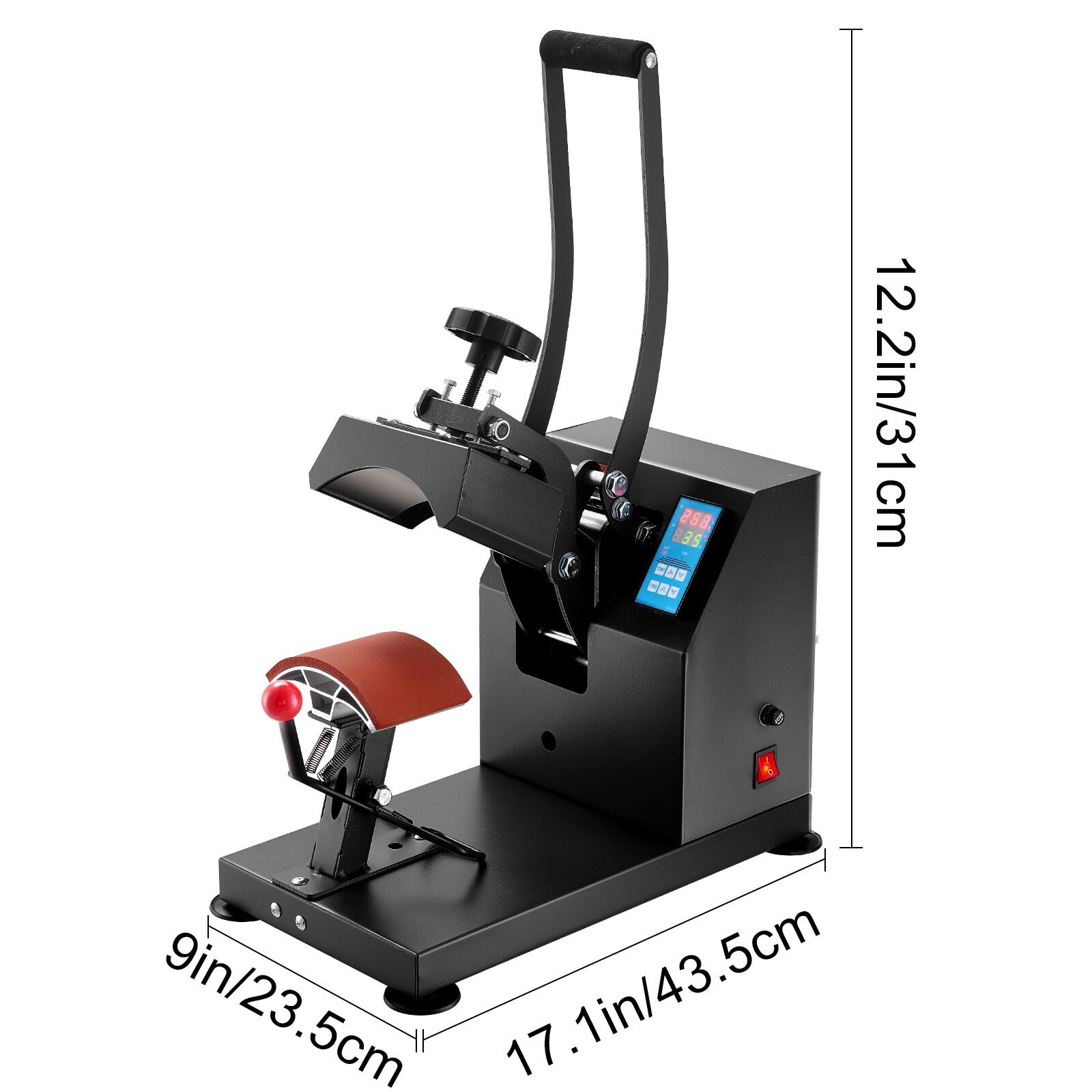 12.2in/31 cm, 9in/23.5cm, 17.1in/43.5cm