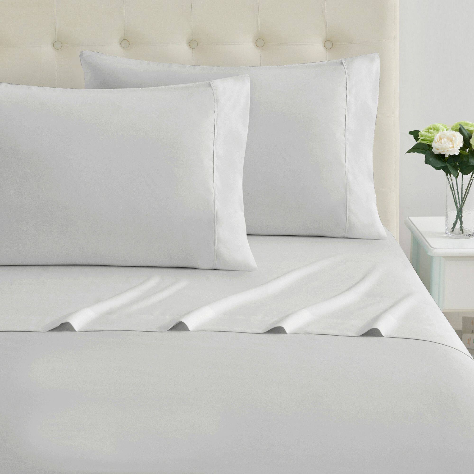 Angle. Sweet Home Collection - King, 4 Piece 100% Cotton 400 Thread Count Sheet Set - Silver.