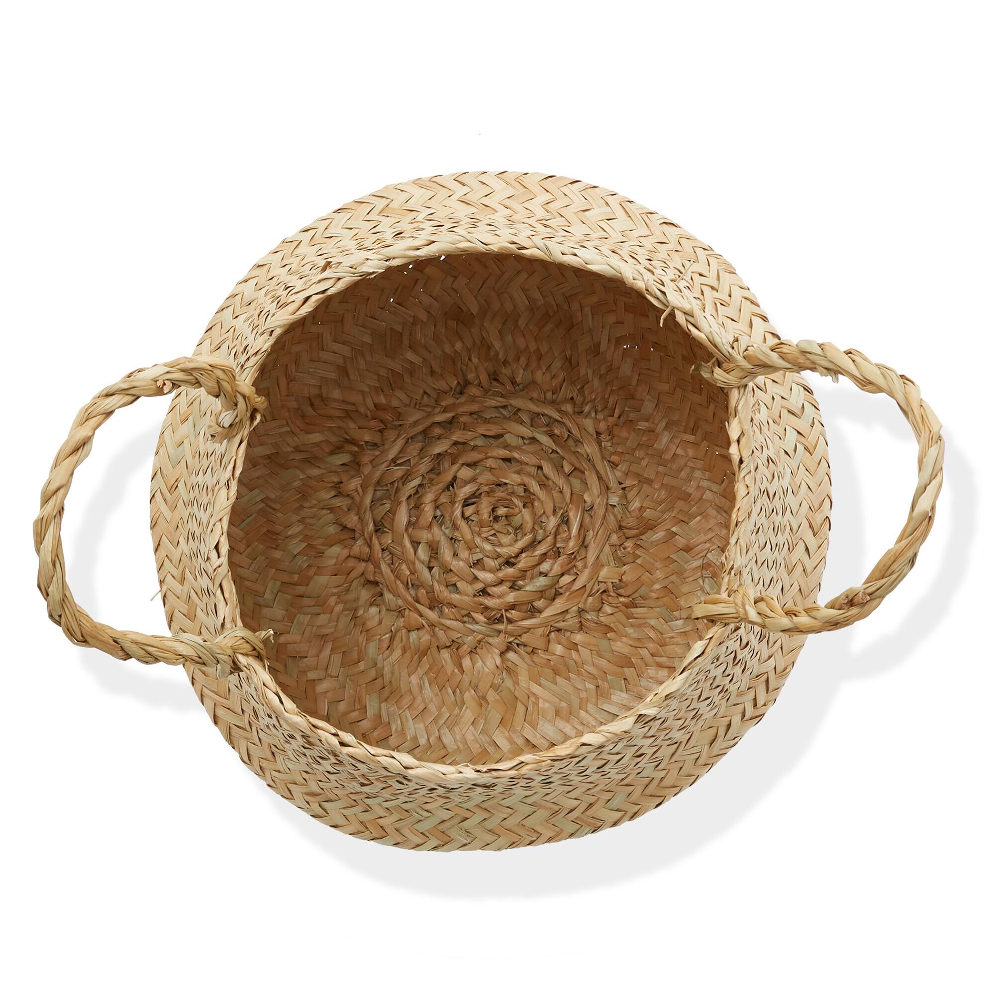Alt View 2. Casafield - Seagrass Belly Basket Planters - Woven Storage Bin Plant Pot Covers - Natural.