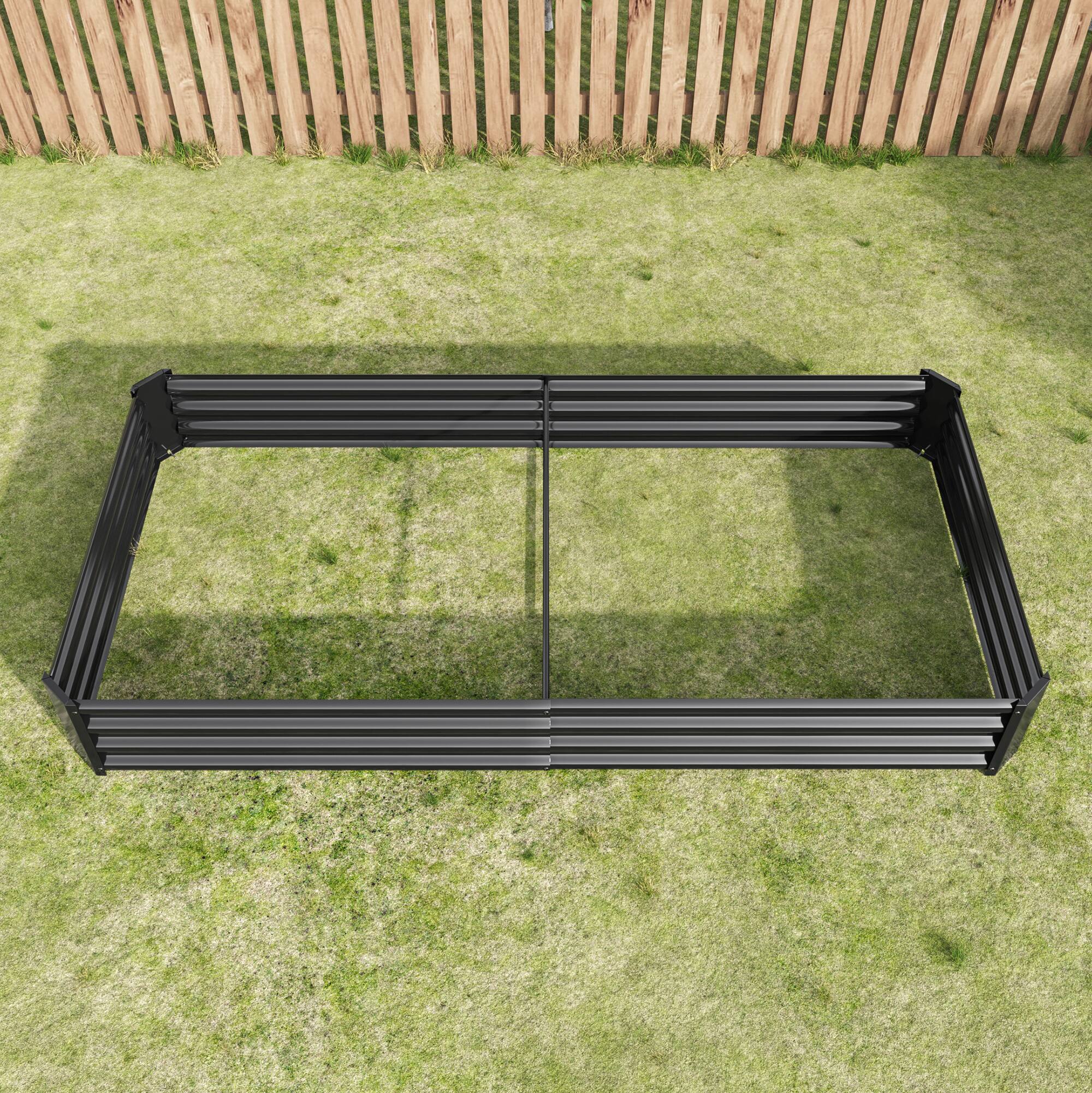 Alt View 2. PAIHOME - Metal Raised Garden Bed, 7.6x3.7x0.98 ft Rectangle Raised Planter for Flowers Plants, Vegetables Herb, Garden Decor - Black.