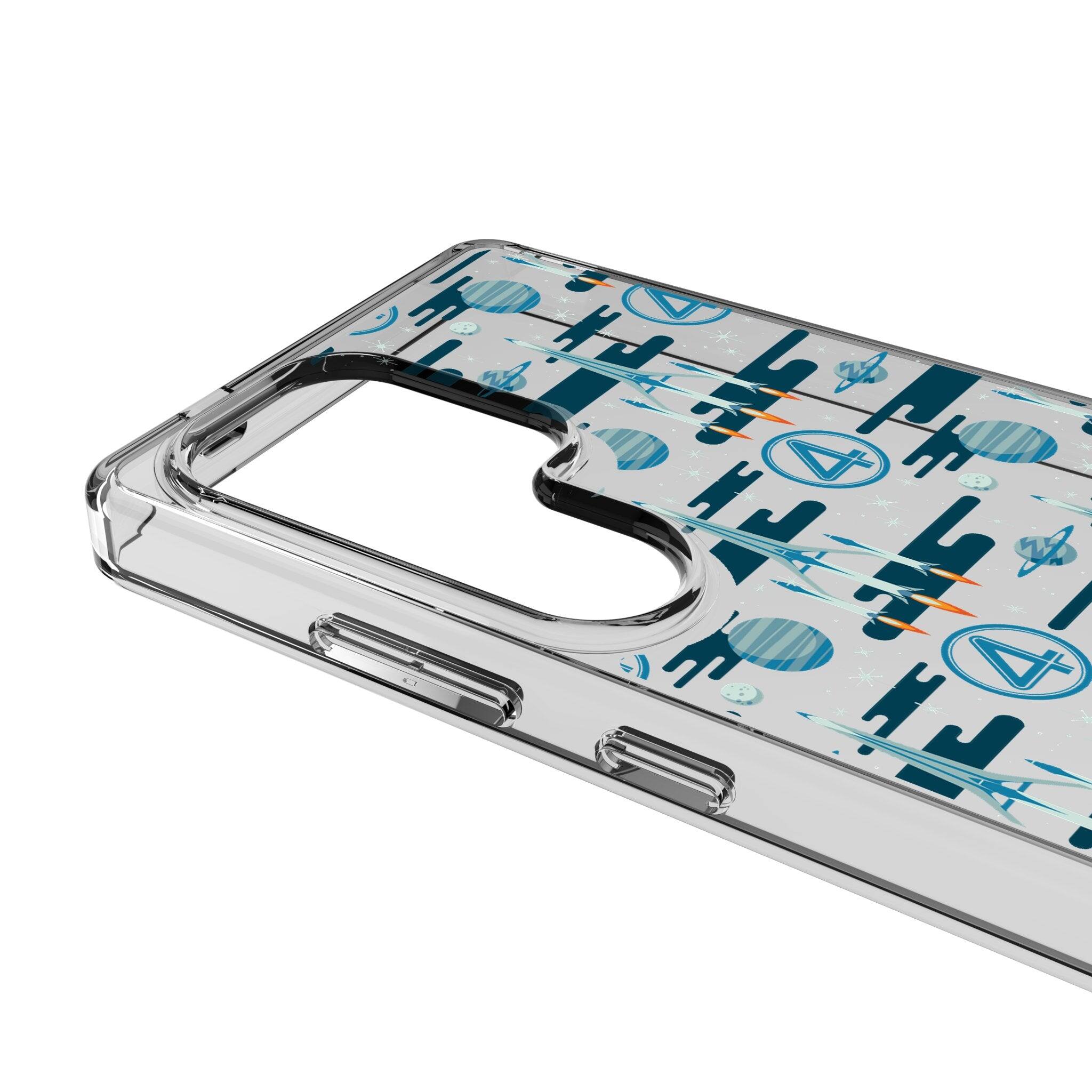 Left. Keyscaper - Marvel Pattern Clear Phone Case - Samsung Galaxy S25 - Fantastic Four.