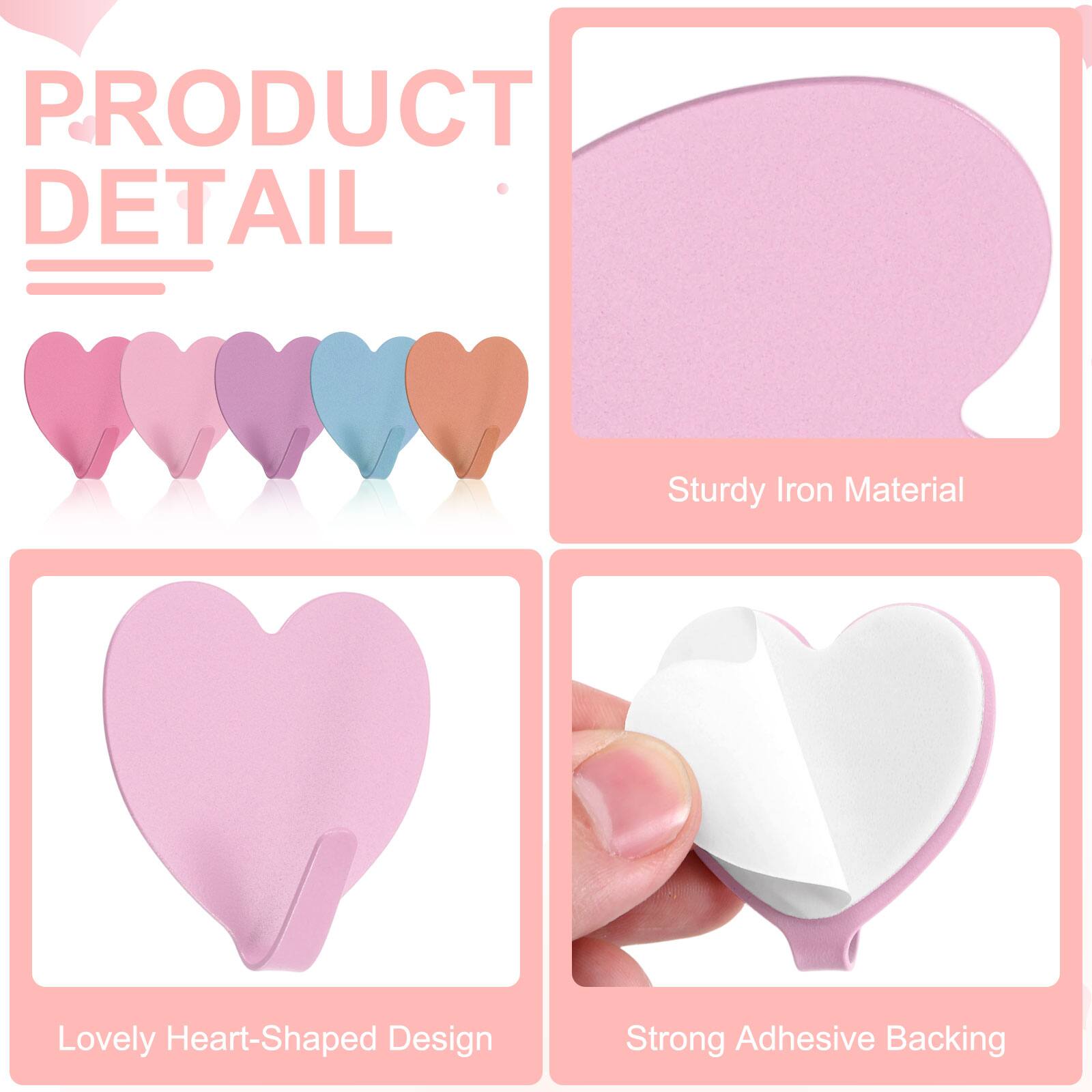 PRODUCT DETAIL

- Sturdy Iron Material
- Lovely Heart-Shaped Design
- Strong Adhesive Backing
