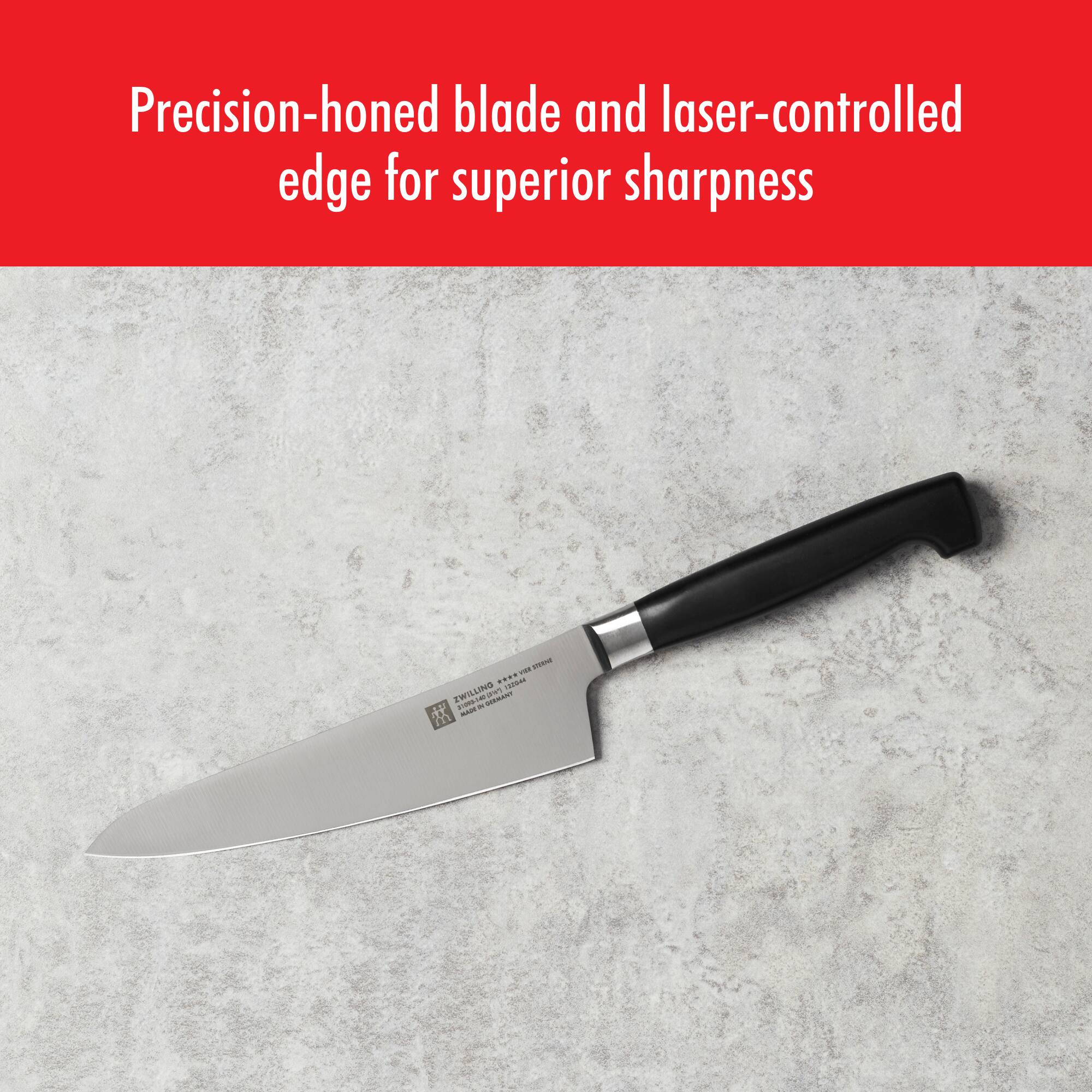 Precision-honed blade and laser-controlled edge for superior sharpness
