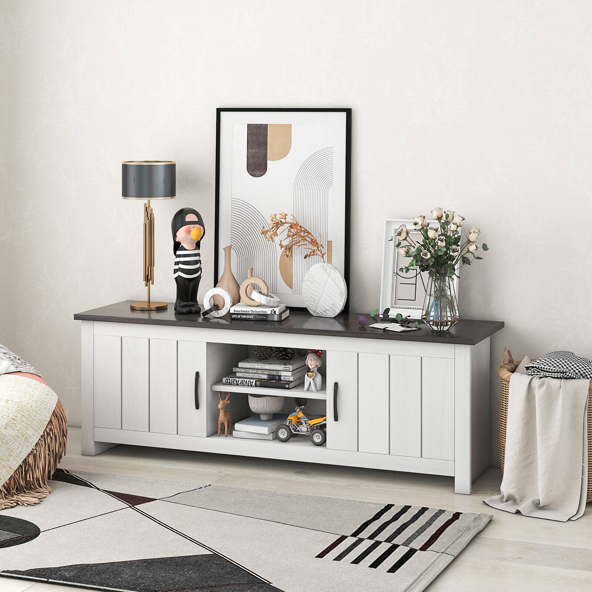 Gymax Farmhouse TV Stand for TVs up to 65'' Media Console Center w