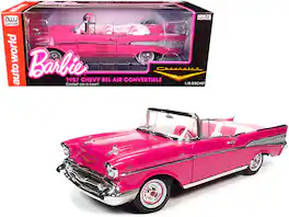 Autoworld - 1957 Chevrolet Bel Air Convertible "Barbie" "Silver Screen Machines" 1/18 Diecast Model Car by Auto World - Pink