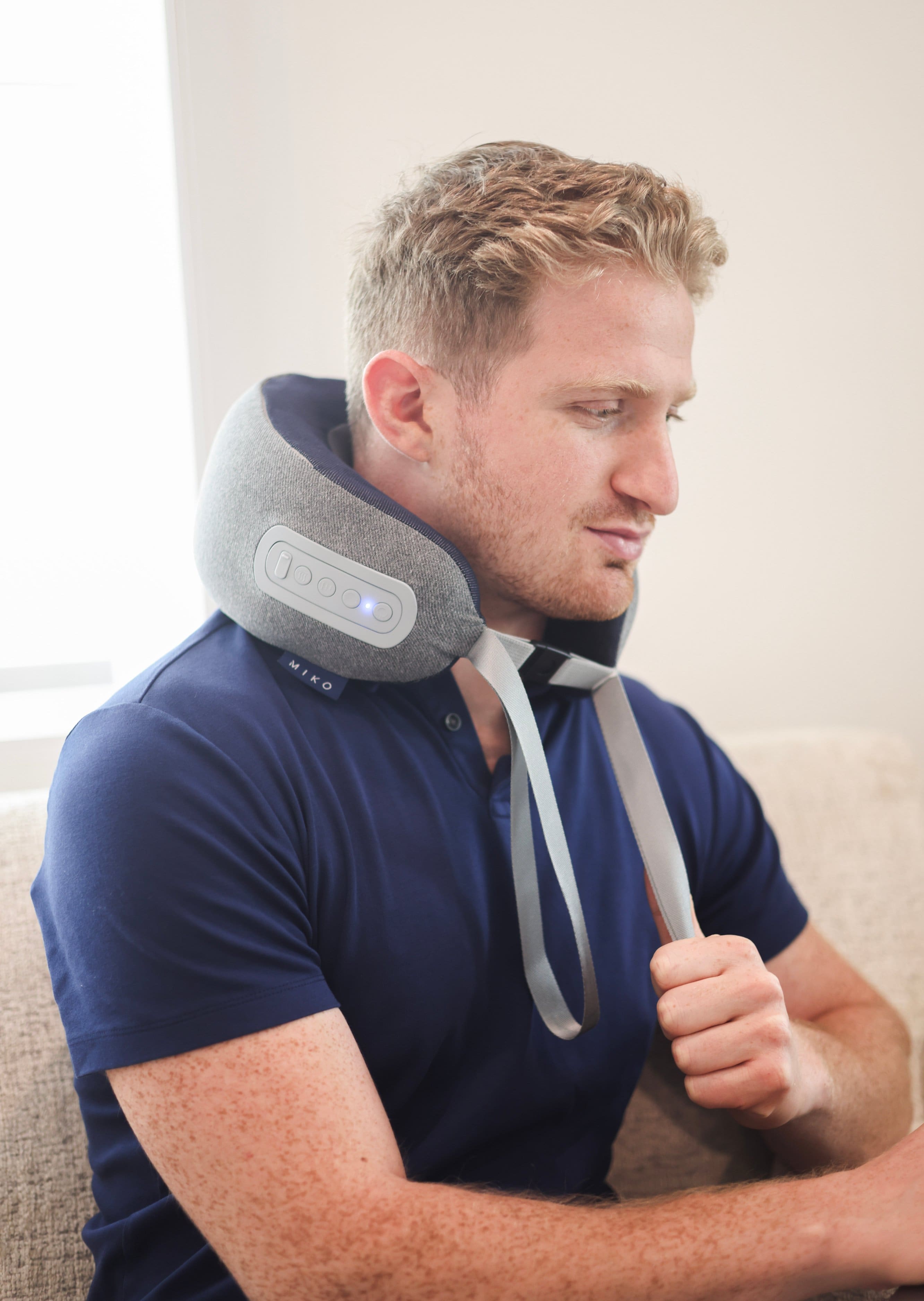 Alt View 1. Miko - Miko Snug Neck Massage Pillow with Memory Foam, Graphene Heat, Deep Kneading Massage, 3 Modes, Auto Shut-Off - Grey/Blue.