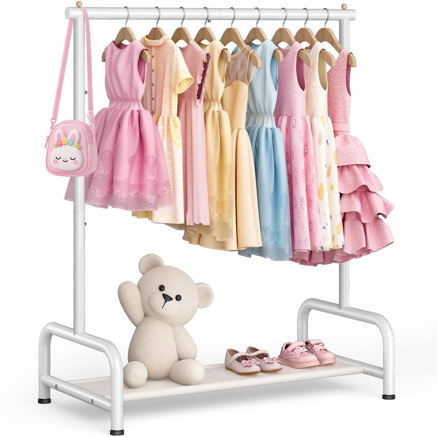 Cedar Assembly Double Rod Clothes Rack Small Clothing With Bottom ...