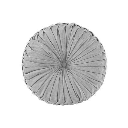 Front. Gracie Mills - Gracie Mills Yvonne Plush Round Chenille Floor Pillow Cushion - Grey.