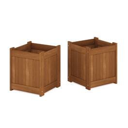 Furinno - Tioman Hardwood Flower Box in teak oil, 2-Pack - Natural