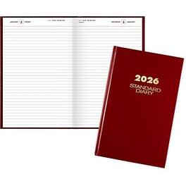 AT-A-GLANCE - 2026 Hardcover Diary, 7.75" x 12", Ruled - Red