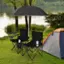 Left. Costway - Portable Folding Picnic Double Chair W/Umbrella Table Cooler Beach Camping Black - Black.