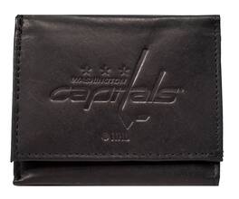 Rico Industries - Washington Capitals NHL Distressed Look Embossed Logo Black Leather Trifold Wallet - Multi