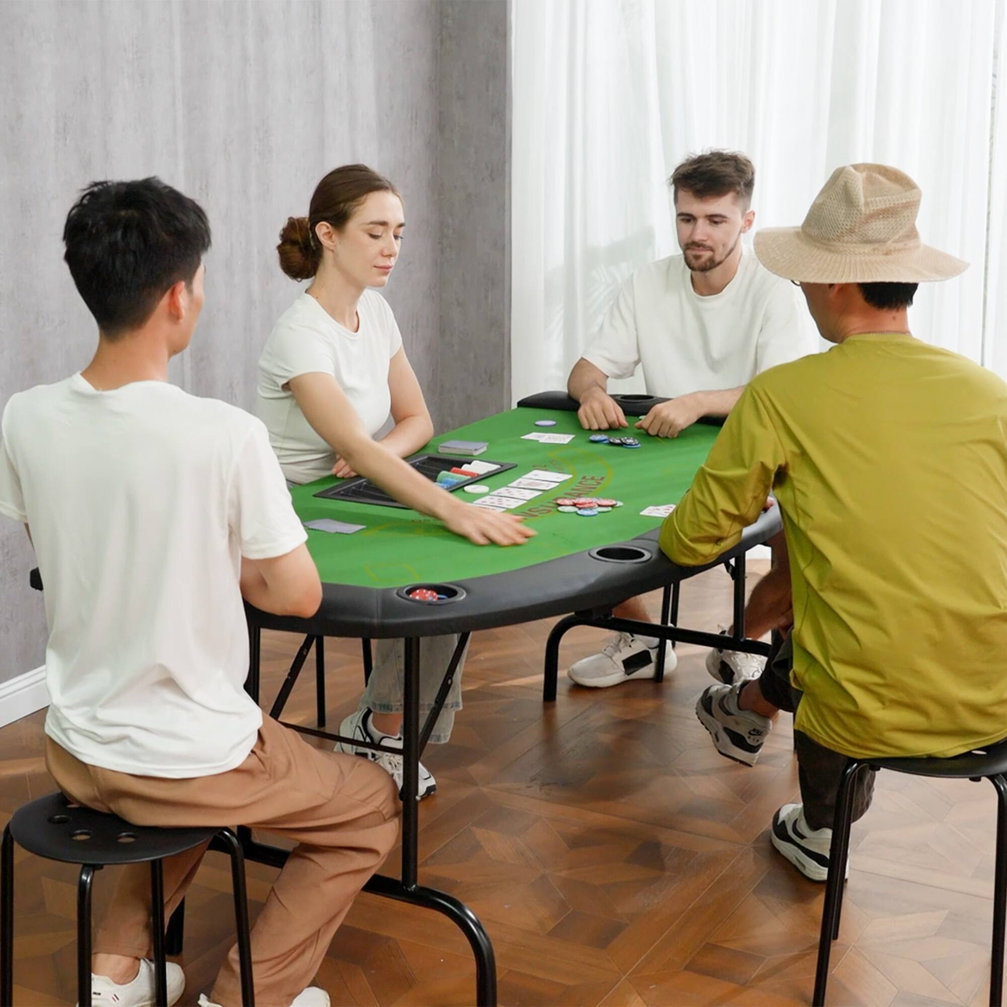 Alt View 8. Soozier - Table Foldable, 72" Blackjack Table for 7 Players with Chip & Cup Holder.