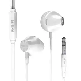 Philips - Wired Earbuds In Ear Headphones, 14.2Mm Drivers, Bass Clear Sound, Comfort Fit - White