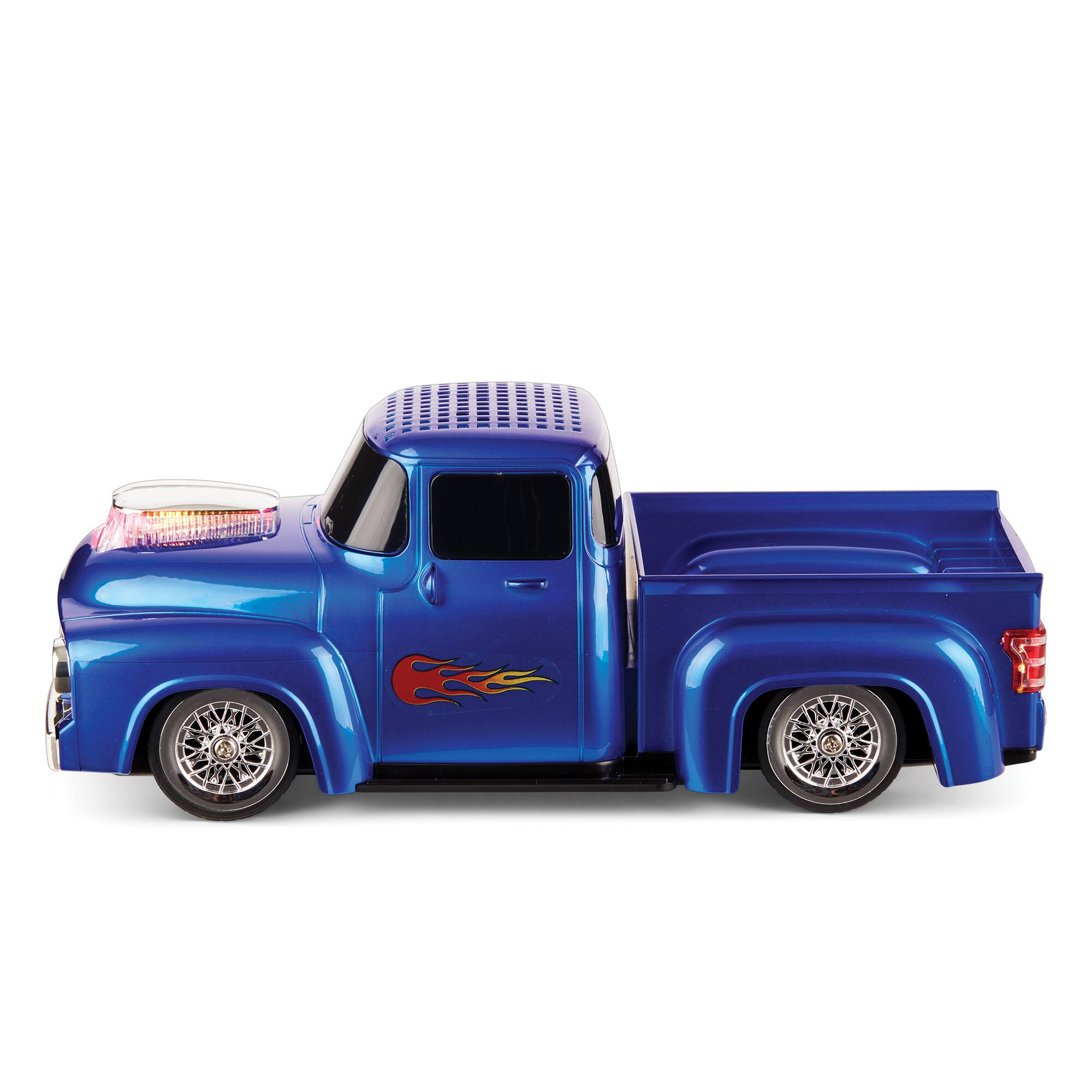 Alt View 17. QFX - Retro Truck Portable Bluetooth Speaker with Bass Radiator and LED Lights - Blue.