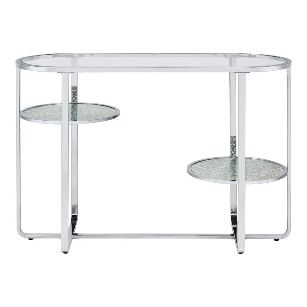Furniture of America - Ludington Metal 2-Shelf Sofa Table in Chrome - Silver