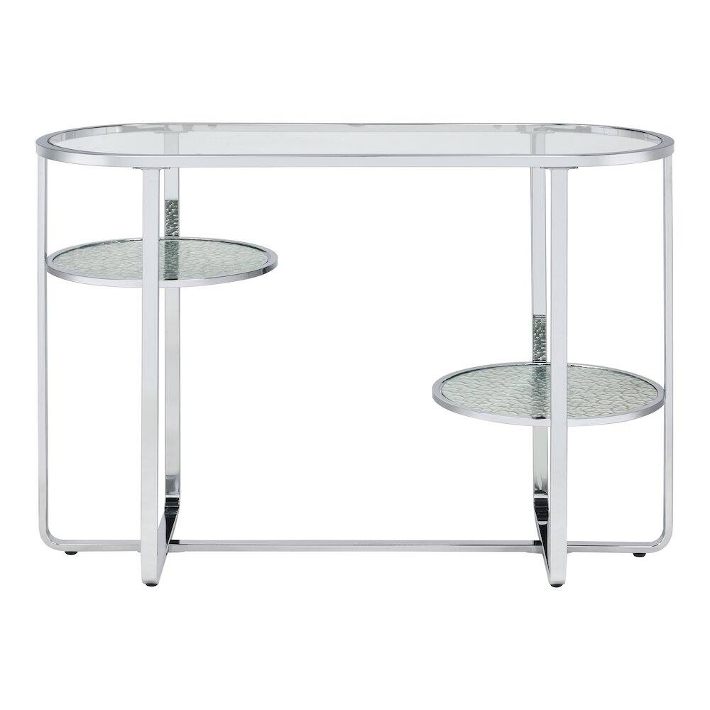 Front. Furniture of America - Ludington Metal 2-Shelf Sofa Table in Chrome - Silver.