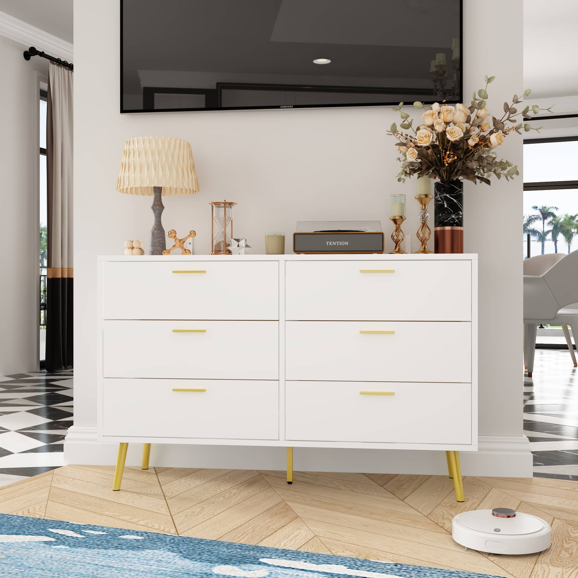 FUFU & GAGA - FUFU&GAGA 6 - Drawer Double Dresser - Elevated Storage for Modern Living - White