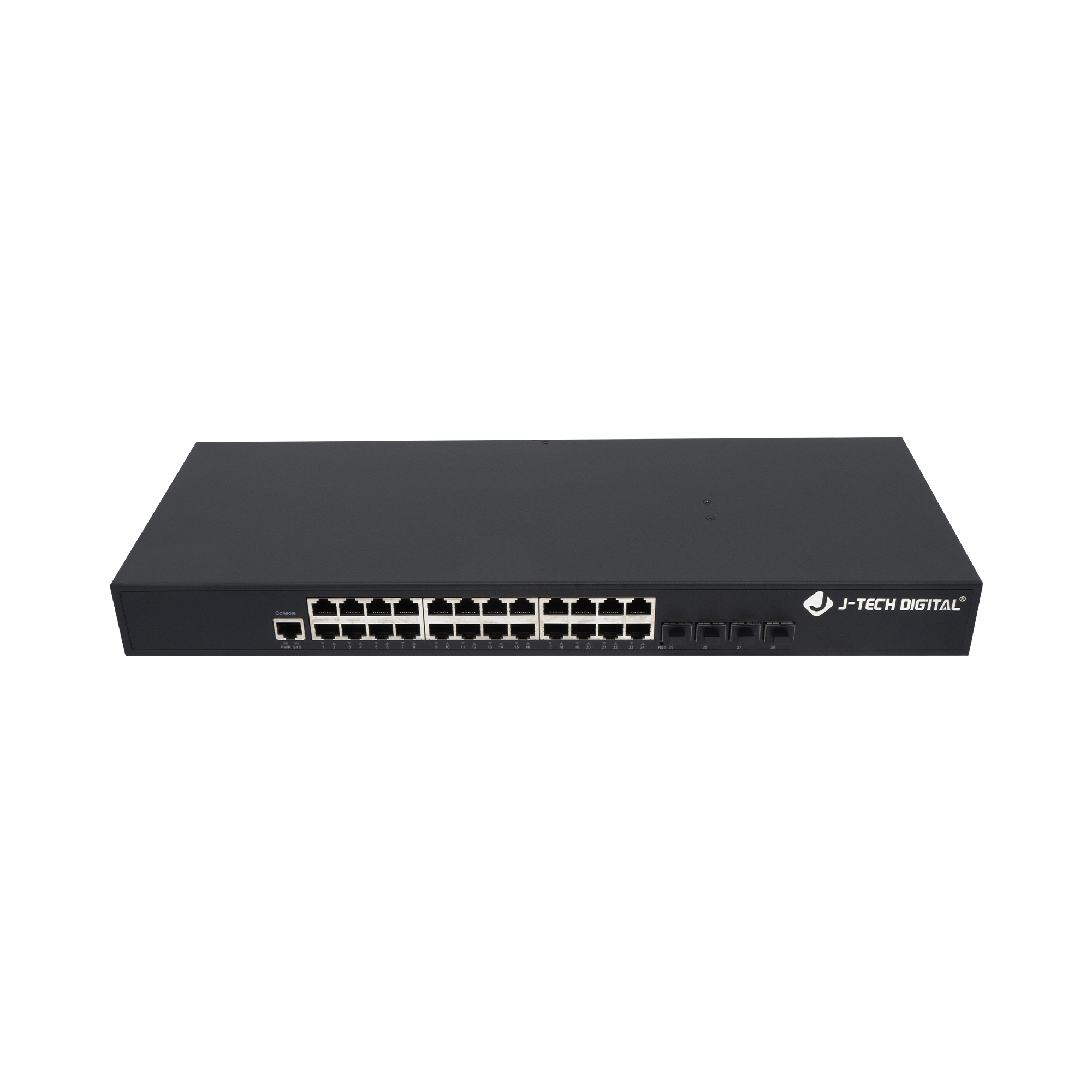 J-Tech Digital - 24-Port Gigabit Ethernet Switch For AV Over IP System - Black