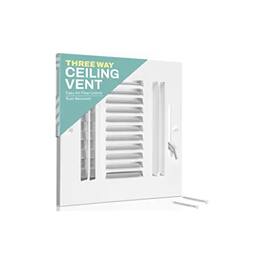 Home Intuition - Ceiling Register - 10X4" Ceiling Register Vent Cover – 3-Way White Grille with Adjustable Damper for HVAC Heat and Cold