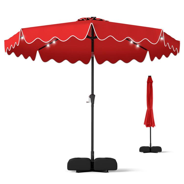 Alt View 5. Mondawe - 10 FT Outdoor Patio Umbrella Solar LED Lights with Weighted Base - Red.