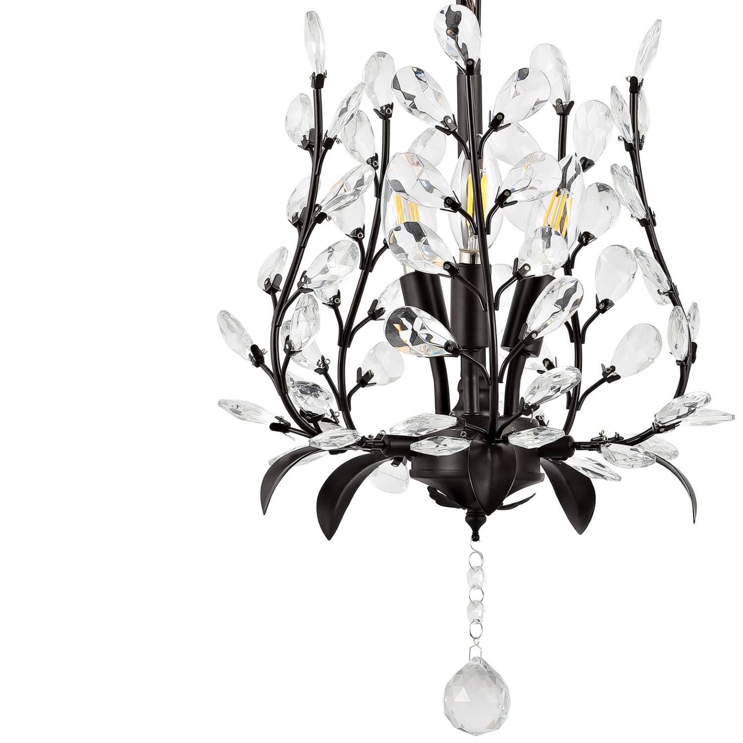 Alt View 3. Jonathan Y - Diantha 12" 3-Light Contemporary Bohemian Iron/Acrylic LED Pendant, Oil Rubbed Bronze/Clear - Oil Rubbed Bronze/Clear.