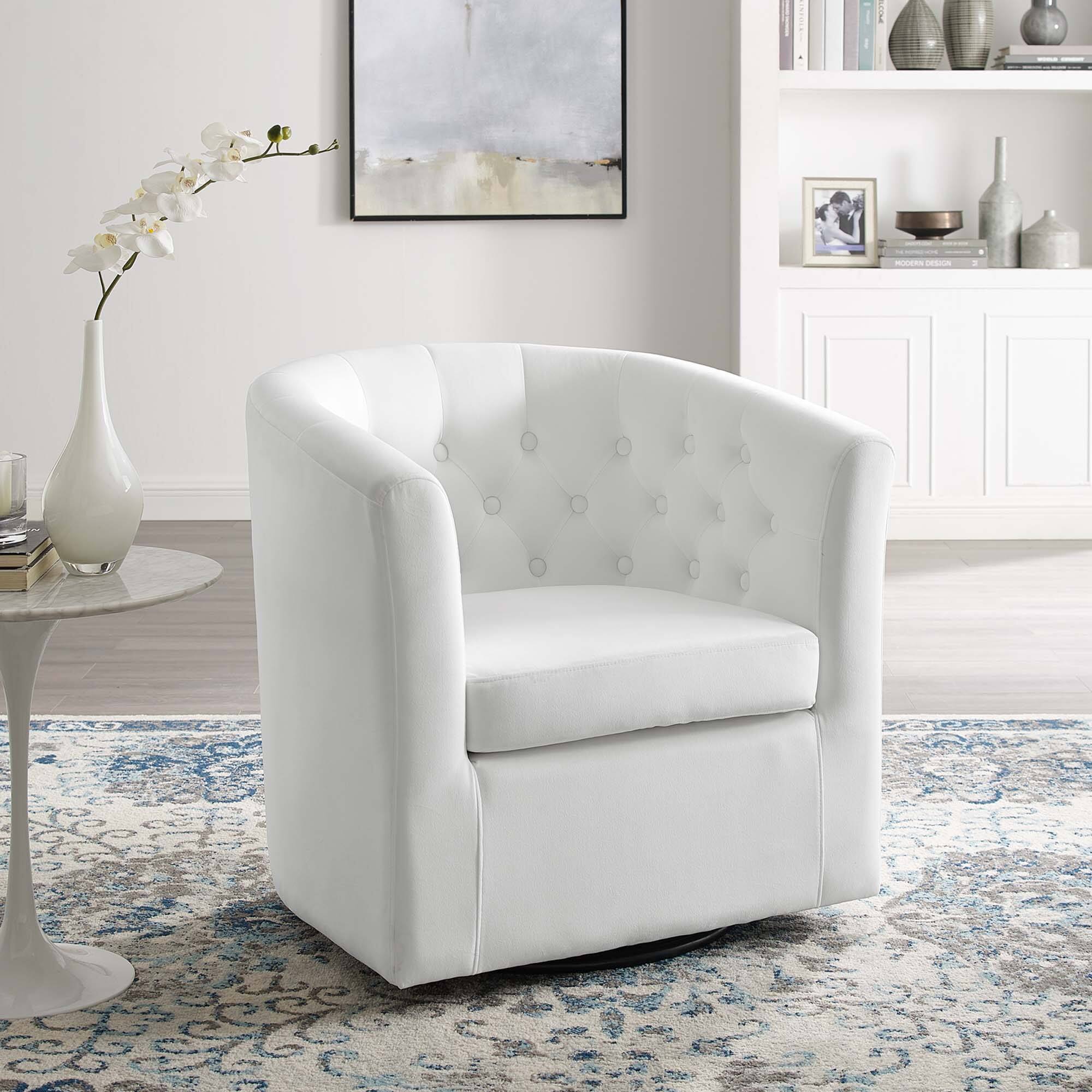 Alt View 4. Modway - Prospect Tufted Performance Velvet Swivel Armchair by Modway - White.