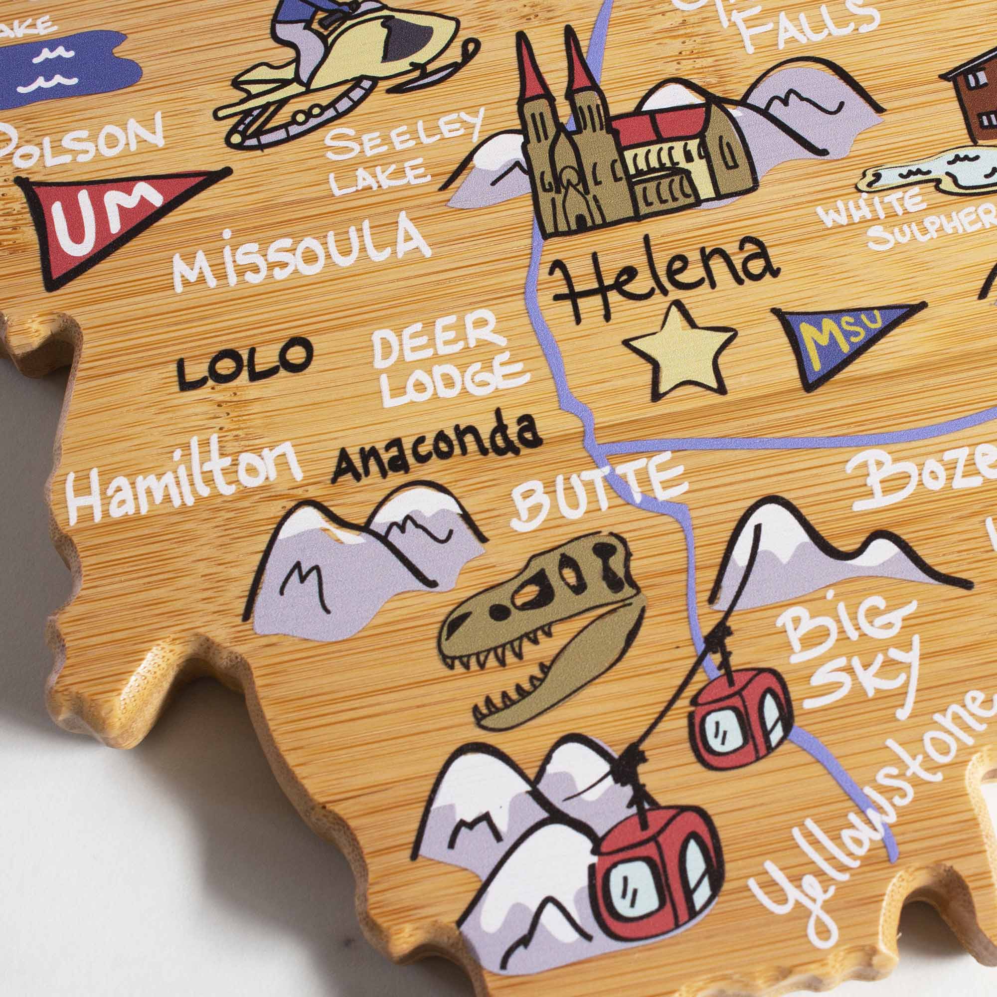 Here is the corrected and grouped text from the image:

- Polson
- Seeley Lake
- UM
- Missoula
- Lolo
- Deer Lodge
- Hamilton
- Anaconda
- Butte
- Bozeman
- Helena
- White Sulphur
- MSU
- Big Sky
- Yellowstone