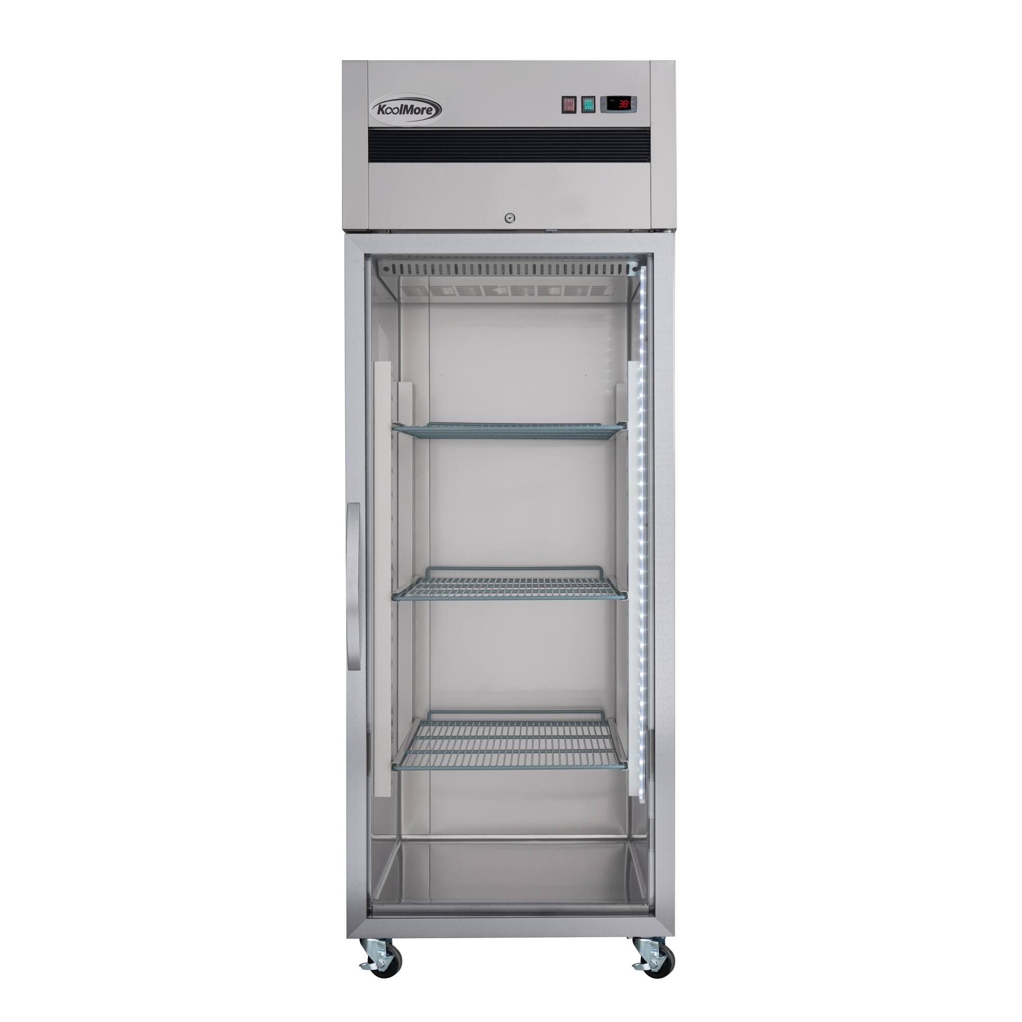 Alt View 2. Koolmore - 30 in. Glass-Door Commercial Reach-In Refrigerator with Top-Mounted Compressor, 25 cu. ft. in Stainless-Steel - Stainless steel.