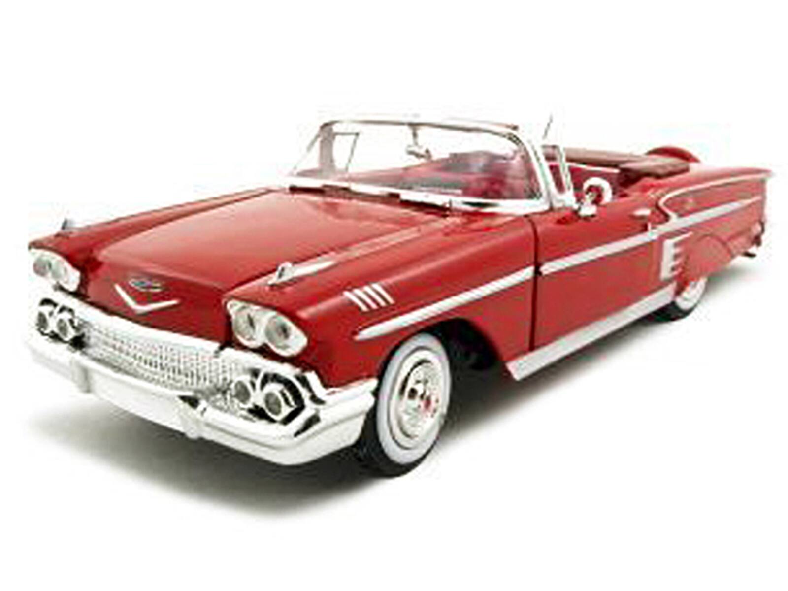 Alt View 1. Motormax - 1958 Chevrolet Impala Convertible Red 1/24 Diecast Model Car by Motormax.